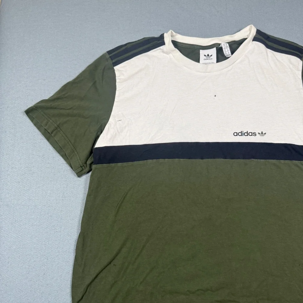 Adidas Originals ZX‎ Colorblock T-Shirt Mens XL Olive Green Cream Trefoil Logo